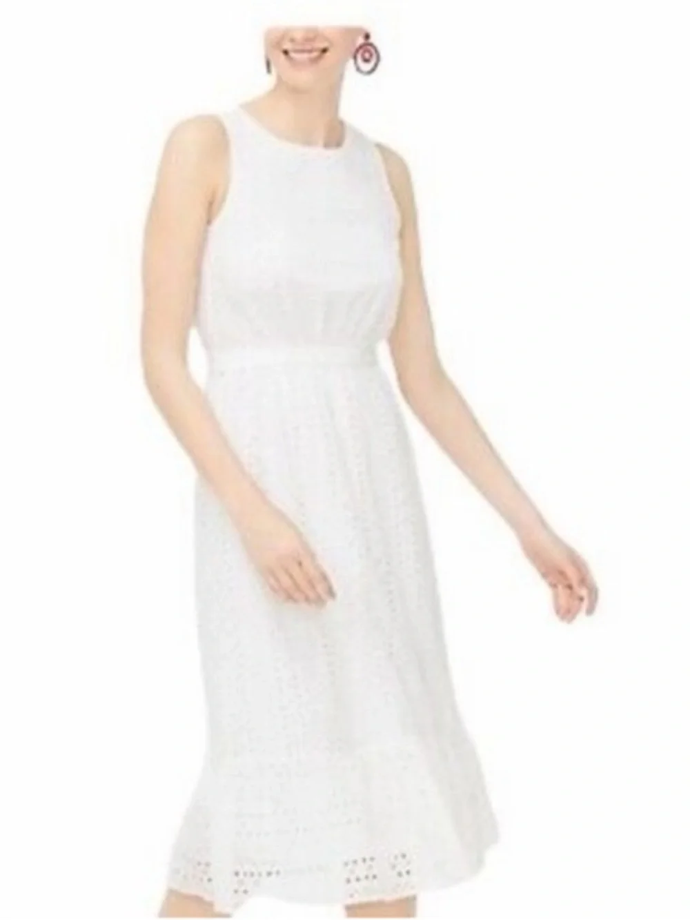 J.Crew Sleeveless White Eyelet Midi Dress . Size 12.